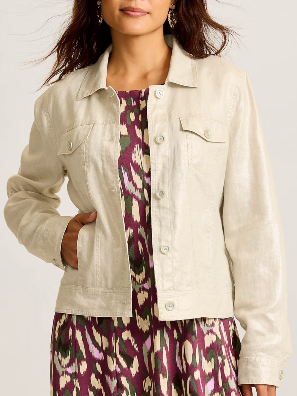 NWT Tommy Bahama TWO PALMS Women's Gold Shimmer Linen Summer Jacket Medium